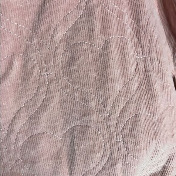 Vintage Corduroy Heart Quilted Jacket Feminine Coquette Chore Jacket Pink 14 - Picture 3 of 7